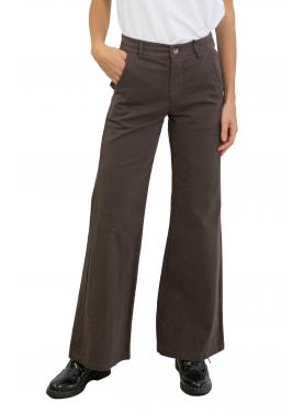 Pantalone palazzo in cotone con elastico dietro pesante 